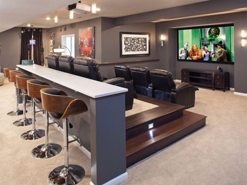 Contemporary basement man cave
